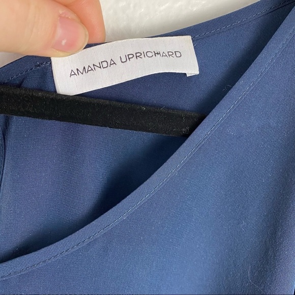 AMANDA UPRICHARD Navy Silk Cold Shoulder Blouse - Picture 3 of 5